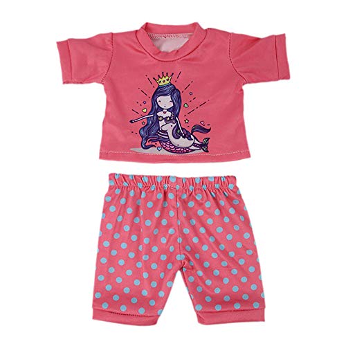 Codulu 18 Zoll amerikanische Puppenkleidung-T-Shirt Tierdruck-T-Shirt Hosen Pyjamas Freizeitkleider Puppenzubehör für 43-46cm Puppen-Puppen-2 Teile/Set-F von Codulu