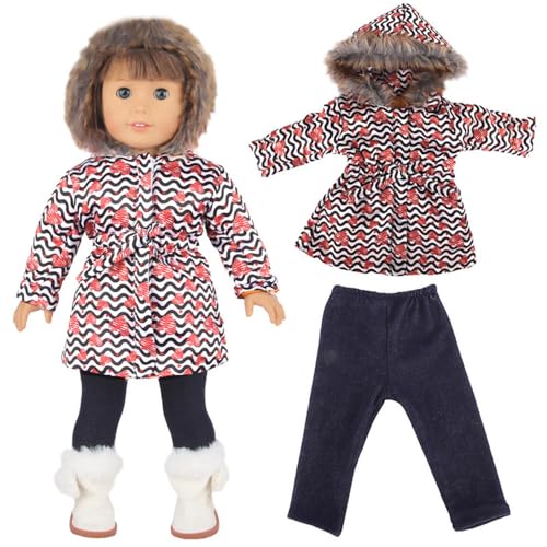 Codulu 18 Zoll amerikanische Puppenkleidung Winterkleidung Plüsch Kapuze Jacke Hosen Zubehör für 43-46cm-2 Stück/Set-C von Codulu