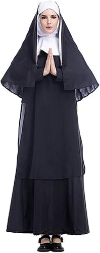 Codulu Halloween Priester Kostüm Maria Nonne Kostüm Halloween Cosplay Kostüm Party Uniform Set für Damen Frauen von Codulu