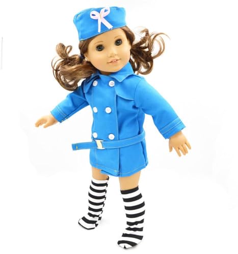 Codulu Kleidung für 18-Zoll-Puppen amerikanische Puppen-Outfits für Stewardess Uniformen Zubehör für 43-46cm-2 Teile/Set-Blau von Codulu