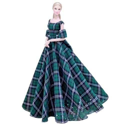 Codulu Puppenkleid für 11,5 Zoll America Doll 30 cm Mädchenpuppe-Abendkleid Kariertes Kleid Outfits für 1/6 BJD Puppe Kinderspielzeug-1 Stück-#A von Codulu