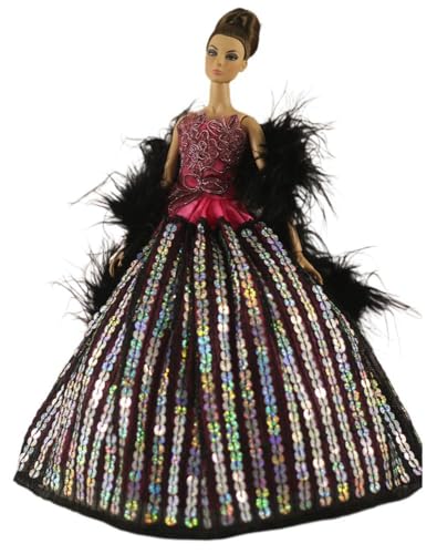 Codulu Puppenkleid für 29,2 cm große Amerika-Puppe, 30 cm, Mädchen, Puppe, Prinzessinnenkleid, Abendkleid, Plüsch-Schal, Outfits für 1/6 BJD-Puppe, Kinderspielzeug, 1 Stück - #D von Codulu