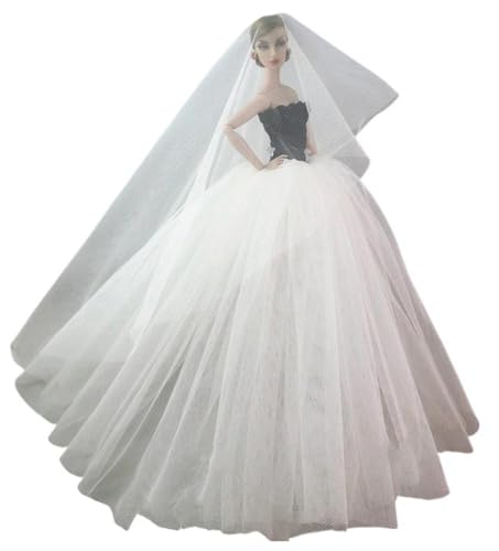 Codulu Puppenkleid für 29,2 cm große Amerika-Puppe, 30 cm, Mädchen, Puppe, trägerloses Hochzeitskleid mit Schleier, Prinzessinnenkleid, Outfits für 1/6 BJD-Puppe, Kinderspielzeug, 1 Stück, #B von Codulu