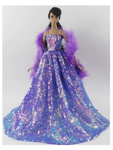 Codulu Puppenkleid für 29,2 cm große Amerika-Puppe, 30 cm, Mädchen, Puppen-Prinzessinnen-Rock, Pailletten-Abendkleid, Hochzeitskleid, Outfits für 1/6 BJD-Puppe, Kinderspielzeug, 1 Stück, #J von Codulu