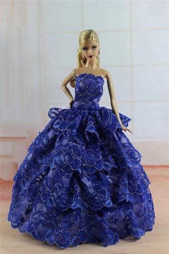 Codulu Puppenkleidung Kleid Rock Prinzessin Palast Hochzeit Outfits Kostüm Zubehör für 1/6 11 Zoll 30 cm Amerika Puppen Kinder Spielzeug Blau -C von Codulu