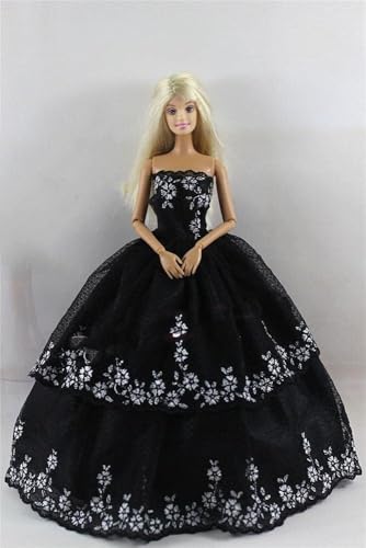 Codulu Puppenkleidung Kleid Rock Prinzessin Palast Hochzeit Outfits Kostüm Zubehör für 1/6 11 Zoll 30 cm Amerika Puppen Kinder Spielzeug Schwarz A von Codulu