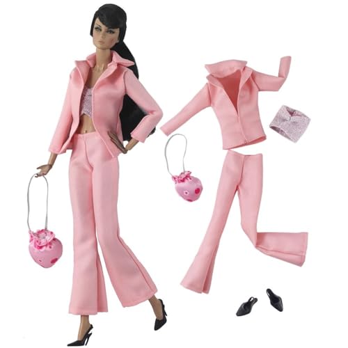 Codulu Puppenkleidung für 11,5 Zoll America Doll 30 cm Mädchenpuppe-Jacke, Oberteile, Schlaghosen, Schuhe, Tasche, lässige Outfits, Kostüm für 1/6 BJD Puppe, Kinderspielzeug-5 Teile/Satz-#A von Codulu