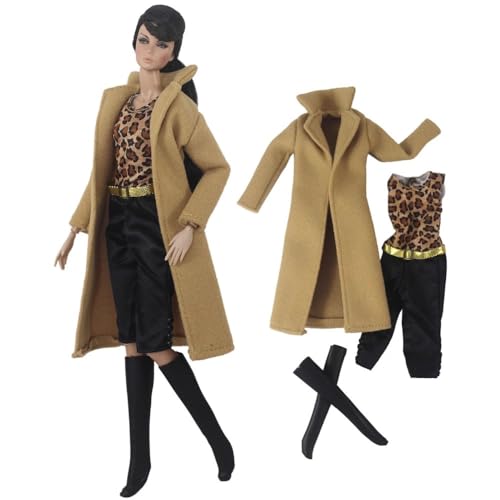 Codulu Puppenkleidung für 11,5 Zoll America Doll 30 cm Mädchenpuppe-Lange Mäntel, Kleider, Stiefel, Hüte, lässige Winter-Outfits, Kostüm für 1/6 BJD Doll, Kinderspielzeug-3-teilig/Set-#B von Codulu