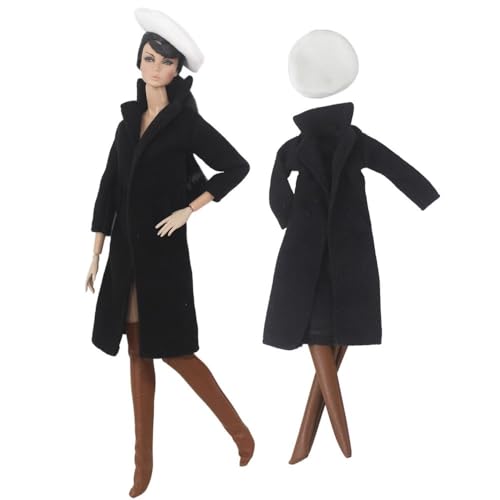 Codulu Puppenkleidung für 11,5 Zoll America Doll 30 cm Mädchenpuppe-Lange Mäntel, Kleider, Stiefel, Hüte, lässige Winter-Outfits, Kostüm für 1/6 BJD-Puppe, Kinderspielzeug-3-teilig/Set-#A von Codulu