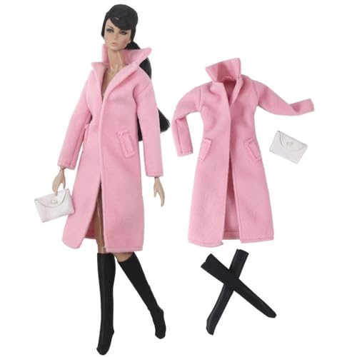 Codulu Puppenkleidung für 11,5 Zoll America Doll 30 cm Mädchenpuppe-Lange Mäntel, Kleider, Stiefel, Hüte, lässige Winter-Outfits, Kostüm für 1/6 BJD Puppe, Kinderspielzeug-3-teilig/Set-#G von Codulu