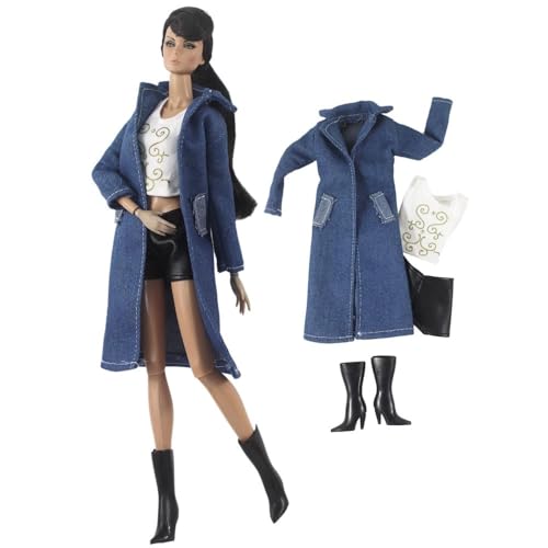 Codulu Puppenkleidung für 11,5 Zoll America Doll 30 cm Mädchenpuppe-Lange Mäntel, Oberteile, Röcke, Schuhe, lässige Winter-Outfits, Kostüm für 1/6 BJD Doll, Kinderspielzeug-4-teilig/Set-#B von Codulu