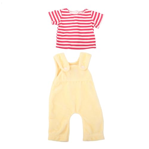 Codulu Puppenkleidung für 18 Zoll amerikanische Puppen-Gestreiftes Oberteil Overalls Kleidung Zubehör für 43-46 cm Puppen-Mädchen Puppen-2 Stück/Set-gelb von Codulu