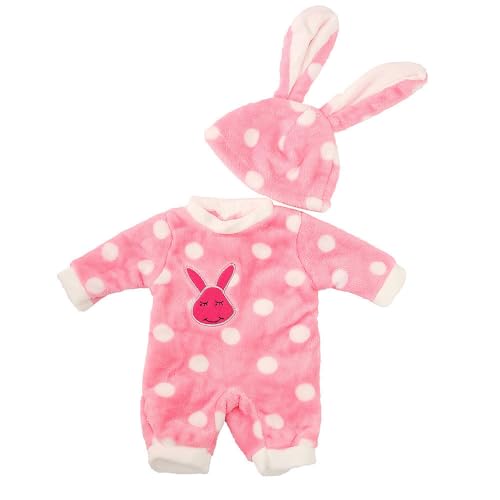 Codulu Puppenkleidung für 45,7 cm große amerikanische Puppe, Plüsch-Overall, Kaninchen-Pyjama mit Hut, Outfits, Zubehör für 43–46 cm große Mädchenpuppe, Jungen, Puppe, 2 Stück/Set, Rosa von Codulu