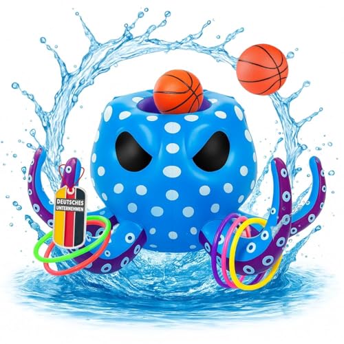 2in1 Wasser-Basketball & Ringwurfspiel Blau Wasserspiel Set, aufblasbares Wasserballspiel KRAKI Basketballkorb mit 6 Ringe, 2 Bälle, 2 Pumpen, für Kinder & Erwachsene im Pool, Schwimmbad oder Strand 2in1 Wasser-Basketball & Ringwurfspiel Blau Wasserspiel Set, aufblasbares Wasserballspiel KRAKI Basketballkorb mit 6 Ringe, 2 Bälle, 2 Pumpen, für Kinder & Erwachsene im Pool, Schwimmbad oder Strand von Coemo