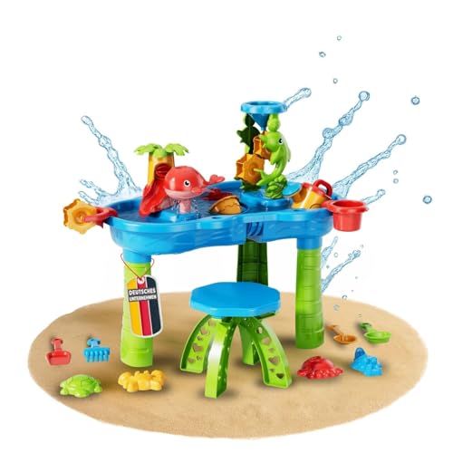 Coemo Sand- und Wasserspieltisch NARIUS L, 1 Hocker, Wassertisch Kinder Outdoor für Wasserspiele draußen, Balkon und Garten, Matschtisch mit Sandkastenspielzeug, Eimer, Schaufel, Gießkanne, Wasserrad Coemo Sand- und Wasserspieltisch NARIUS L, 1 Hocker, Wassertisch Kinder Outdoor für Wasserspiele draußen, Balkon und Garten, Matschtisch mit Sandkastenspielzeug, Eimer, Schaufel, Gießkanne, Wasserrad von Coemo