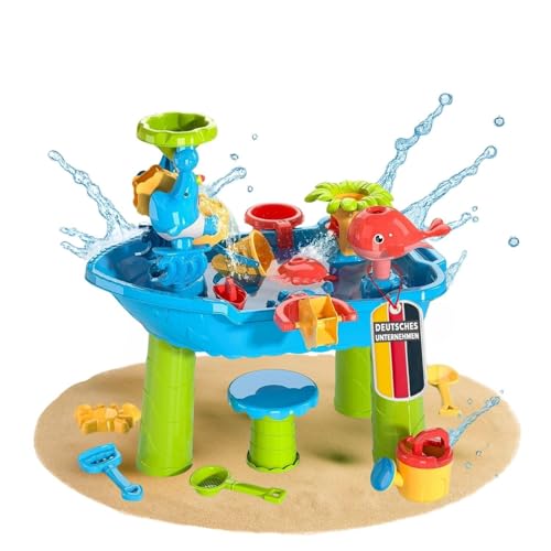 Coemo Sand- und Wasserspieltisch NARIUS S, 1 Hocker, Wassertisch Kinder Outdoor für Wasserspiele draußen, Balkon und Garten, Matschtisch mit Sandkastenspielzeug, Eimer, Schaufel, Gießkanne, Wasserrad Coemo Sand- und Wasserspieltisch NARIUS S, 1 Hocker, Wassertisch Kinder Outdoor für Wasserspiele draußen, Balkon und Garten, Matschtisch mit Sandkastenspielzeug, Eimer, Schaufel, Gießkanne, Wasserrad von Coemo