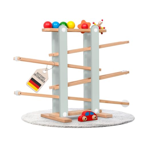 Stabile Kugelbahn L aus Holz Grün, 7 niedliche Mobile wie Auto, Blume, Kasper, Kugel, große Murmelbahn für Kinder, Rennbahn für Baby und Kleinkind, Motorikspielzeug Stabile Kugelbahn L aus Holz Grün, 7 niedliche Mobile wie Auto, Blume, Kasper, Kugel, große Murmelbahn für Kinder, Rennbahn für Baby und Kleinkind, Motorikspielzeug von Coemo