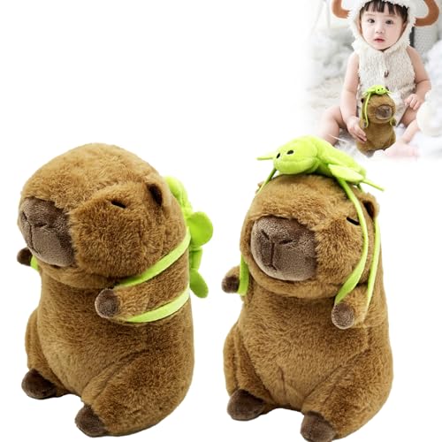 Coffee Life Plus®Simulation Capybara Plüschtier,23cm Capybara Plüschtier,Niedlichen Capybara Plushie,Capybara Tragende Schildkröte,Niedliche Capybara Kuscheltier,Geburtstagsgeschenk für Kinder (2pcs) von Coffee Life Plus