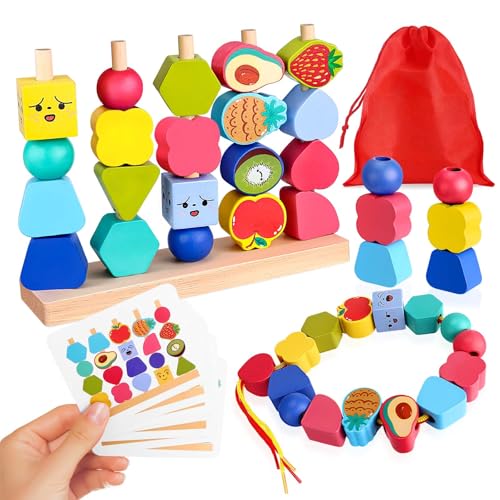 Cofvetia Montessori Spielzeug ab 1 2 3 4 5 Jahre, Holzspielzeug mit Steckspiel Fädelspiel Bausteinen Sortierspiel für Kinder, Holz Stapelspiel Feinmotorik Lernspiele Geschenk für Baby Junge Mädchen Cofvetia Montessori Spielzeug ab 1 2 3 4 5 Jahre, Holzspielzeug mit Steckspiel Fädelspiel Bausteinen Sortierspiel für Kinder, Holz Stapelspiel Feinmotorik Lernspiele Geschenk für Baby Junge Mädchen von Cofvetia