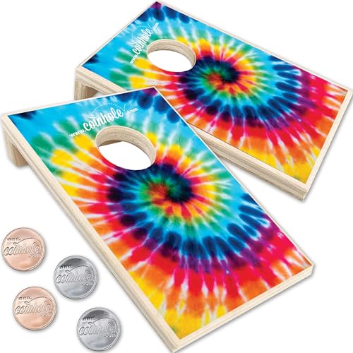 Coinhole Spielset Batik-Design – perfekt für Partys und Versammlungen – kompletter Entertainer für Ihr nächstes Treffen – enthält alles, was Sie brauchen von Coinhole