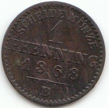 Coins of Germany Königreich Preußen Schönnr: 84 1868 B sehr schön Kupfer 1868 1 Pfenning Scheidemünze (Münzen für Sammler) von Coins of Germany