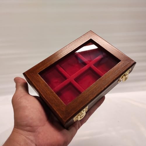 Personalisierbare Münzbox aus Holz, 6 Fächer, 40 x 40 mm, Display aus Glas von Coins&MOre