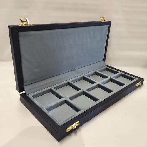 Schatulle für Münzen - 10 Boxen 47 x 47 mm Kunstleder blau und Samt von Coins&More