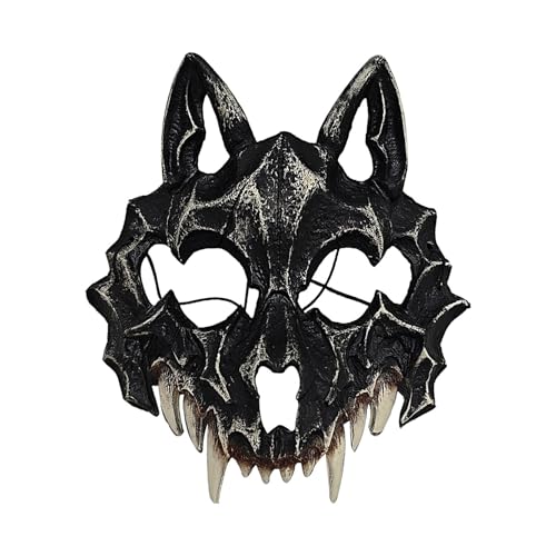 Coiroaoz Horror-Halloween-Kopfbedeckung, Wolfskopf, gruselige Maske, Kopfbedeckung, leichte und weiche Deko-Requisiten für Auftritte, Cosplay, Festivals, Spukhäuser von Coiroaoz