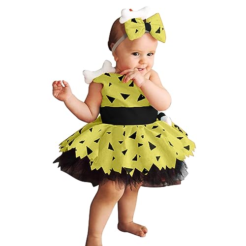 Cokbyavla Baby Girls Pebbles Costume Caveman Bam Bam Costume Toddler Historical Stone Age Themed Halloween Outfit von Cokbyavla