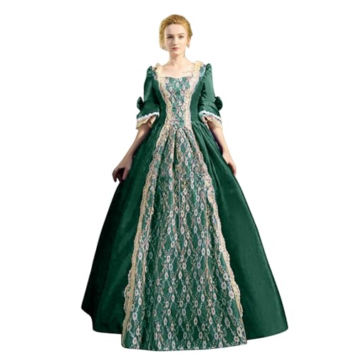 Cokbyavla Bakugou Cosplay Kostüm Weiblich modisch, Gothic-Stil, Vintage-Midikleid, Croset, langes Flare-Ärmel-Partykleid in A-Linie Mittelalterliche Kostüm Männer Rüstung (Green, L) von Cokbyavla