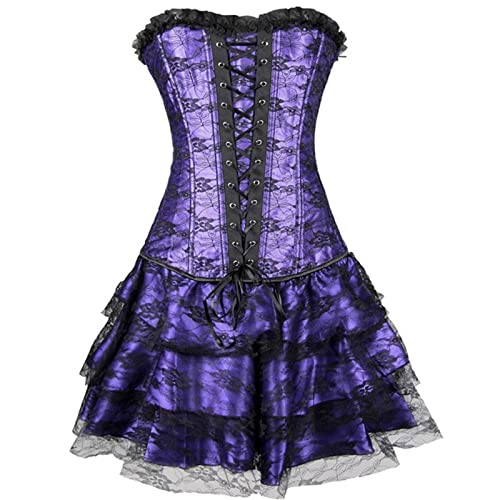 Cokbyavla Deku Geisterkostüm Cosplay Mittelalter Damen Länge Vintage Gothic Tutu Dredd Maxikleid Runa Yomozuki Cosplay Kostüm Orange Kapuzenjacke Mit Ohren (Purple, S) von Cokbyavla