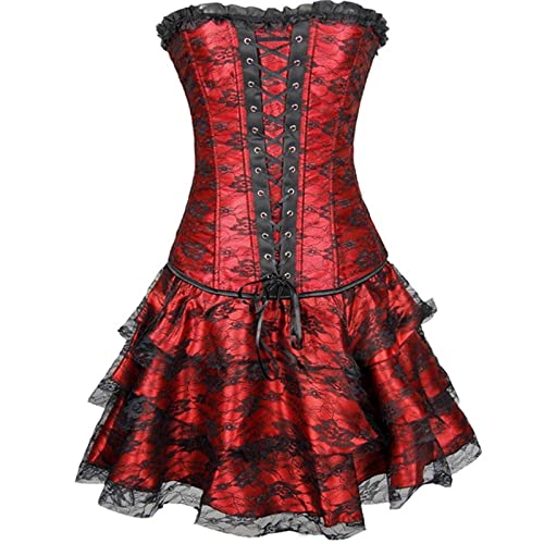 Cokbyavla Deku Geisterkostüm Cosplay Mittelalter Damen Länge Vintage Gothic Tutu Dredd Maxikleid Runa Yomozuki Cosplay Kostüm Orange Kapuzenjacke Mit Ohren (Red, S) von Cokbyavla