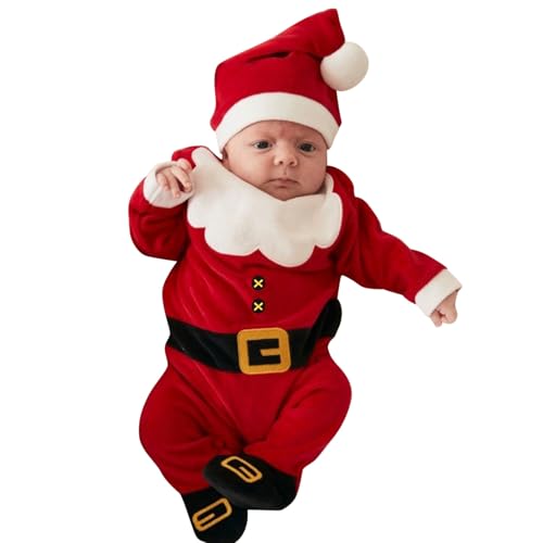 Cokbyavla Elf Weihnachten,Baby Strampler Mit Füßen Weihnachten Kinderkostüme Weihnachtskostüme Für Kinder Weihnachtsoutfit Baby Junge Strampler Neugeborene Weihnachtsmann Strampler von Cokbyavla