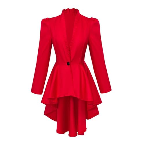 Cokbyavla Gothic-Kleid plus Größe Formell Frack Langarm Frack Hemd Bakugou-Cosplay-Kostüm (Red, L) von Cokbyavla