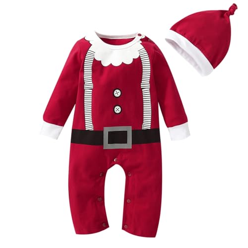 Cokbyavla Häkeln Weihnachten,Baby Strampler Bedrucken Weihnachten Kinder Stramper Hirsch Kostüm Baby Weihnachtsoutfit Baby Mädchen Babyschlafsack Neugeborene Anzug Für Den Weihnachtsmann von Cokbyavla