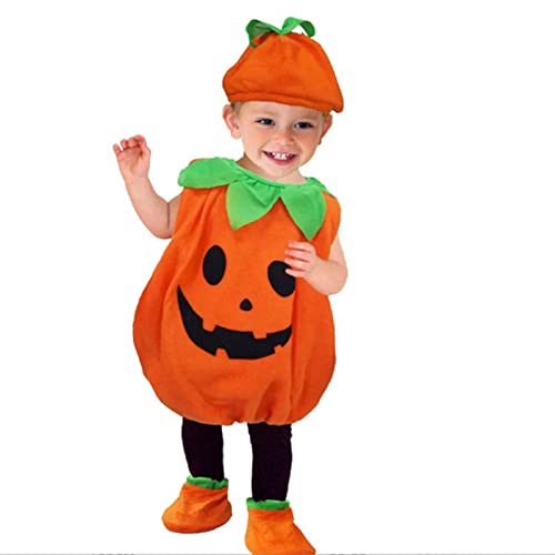 Cokbyavla Halloween Kostüm Baby Jungen Kinder Baby Kürbis Hut Hosen Weicher Strampelanzug Cosplay Anzug Baby-Kostüm Halloween Kostüm Baby Kürbis-Set Baby Boys Outfits von Cokbyavla