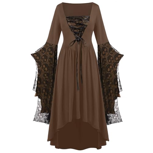 Cokbyavla Mahito-Cosplay-Kostüm Halloween, Spitze, Punk-Kleid, Übergröße, Retro-Kleid, mittelalterliches Kostüm Mittelalterliche Geschichtskaffeetasse (Brown, S) von Cokbyavla