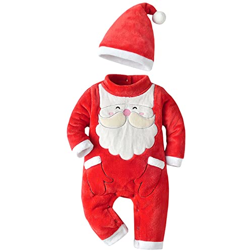 Cokbyavla Weihnachten Kinder Stramper,Baby-Strampler Strampler Und Mützen Für Säuglinge Und Kleinkinder Weihnachtskostüme Für Kinder Weihnachtsoutfit Familie Neugeborenen Kleidung Mädchen Weihnachtsm von Cokbyavla