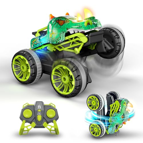 Cokvok Ferngesteuertes Auto, 1/16 Monster RC Truck, 2,4-GHz RC Auto mit Licht und Sound, Dinosaurier-ähnlicher Spaziergang, 360°-Drehung, RC Spielzeugauto mit 2 Batterien für Kinder ab 3 Jahren von Cokvok