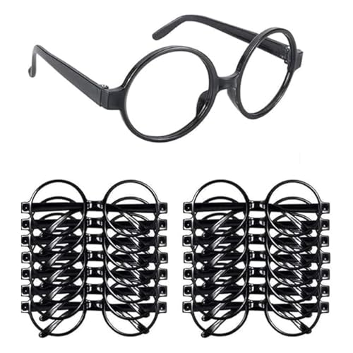 Col-Pary 16pcs Zauberer-Brille mit rundem Rahmen ohne Linsen für Halloween Maskerade Cosplay Geburtstagsfeiern Magier Mottopartys von Col-Pary