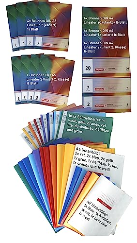 Colalu Komplettset Schulset Hefte, Bleistifte, Schnellhefter, Schere, Heftumschlag, Radierer Alles für den Schulstart Schulanfang Schulsachen (Basic Set 2. Klasse) von Colalu