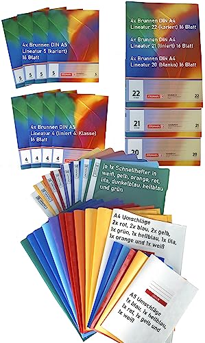 Colalu Komplettset Schulset Hefte, Bleistifte, Schnellhefter, Schere, Heftumschlag, Radierer Alles für den Schulstart Schulanfang Schulsachen (Basic Set 4. Klasse) von Colalu