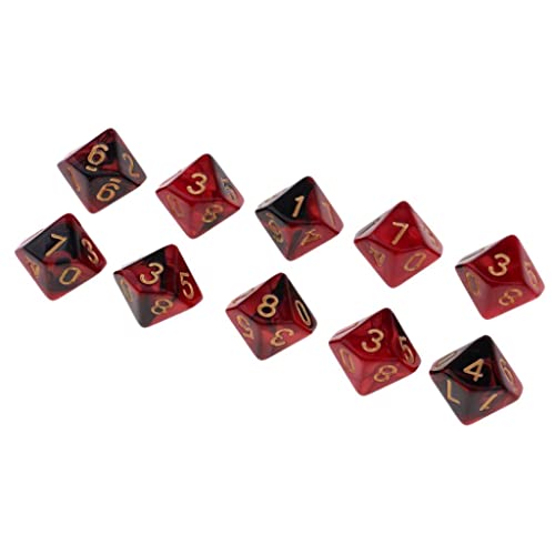 Colcolo 10 Mehrseitige Würfel Set D10 D&D RPG Rollenspiel - Rot + Schwarz von Colcolo