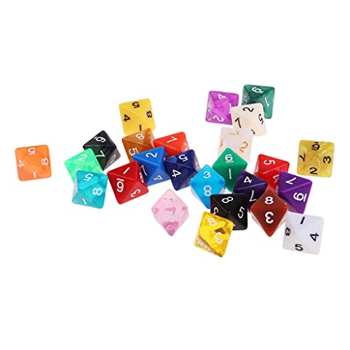 25x D8 8 Seitige Würfel Acryl Multicolor für Erwachsene MTG DND Rollenspiele von Colcolo