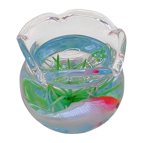 Colcolo 1/12 Puppenhaus Fisch im Aquarium Spielzeug Realistische handgemachte Szene Miniatur Aquarium Modell DIY Zubehör Foto Prop Rollenspiel, ROSA von Colcolo