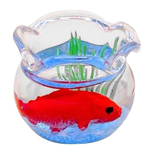 Colcolo 1/12 Puppenhaus Fisch im Aquarium Spielzeug Realistische handgemachte Szene Miniatur Aquarium Modell DIY Zubehör Foto Prop Rollenspiel, Rot von Colcolo