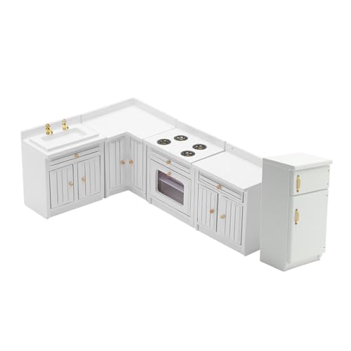 Colcolo 1/12 Puppenhaus Mini-Möbel Küchenset Rollenspiel Spielzeug Küchenschrank Kühlschrank Set für Kinder Mädchen Jungen 3+ Jahre alt Geschenk, Weiß Colcolo 1/12 Puppenhaus Mini-Möbel Küchenset Rollenspiel Spielzeug Küchenschrank Kühlschrank Set für Kinder Mädchen Jungen 3+ Jahre alt Geschenk, Weiß von Colcolo
