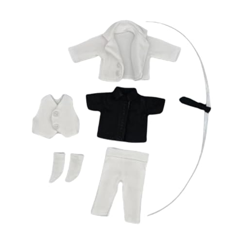 Colcolo 1/12 Puppenkleidung, handgefertigter Ganzanzug, Kostüm mit Jacke und Hose für 6-Zoll-Puppenmodell, Neujahrsgeschenke, Weiß 6stk von Colcolo