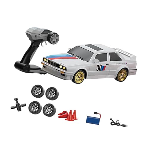 Colcolo 1/16 RC -Driftauto Klassisches Fahrzeugmodell Hobby Modell 4WD Jungen Mädchen RTR Hochgeschwindigkeitsfahrzeug Fernbedienungsauto für Party, Weiß von Colcolo