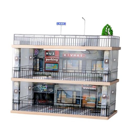 Colcolo 1/32 Fahrzeugmodell-Vitrine mit Autoparkszene, Acrylschutz, Holzsimulation, Parkhausszene, 2 Schichten von Colcolo